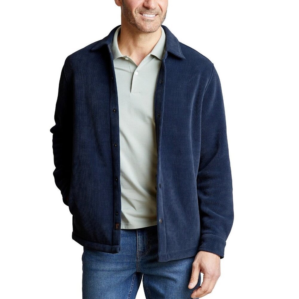 Copper & Oak Men's L Navy Blue Corduroy Button-Up Shirt Jacket i1752